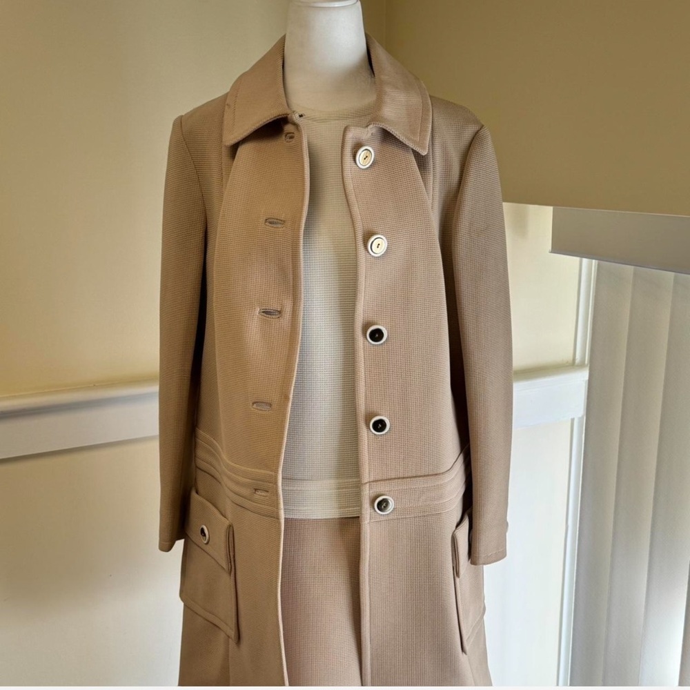 Elegant Tan Women's‎ Coat with Dress